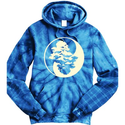 Cool Yin And Yang Circle With Trees Forest Harmony Yin Yang Gift Tie Dye Hoodie