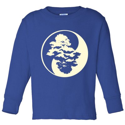 Cool Yin And Yang Circle With Trees Forest Harmony Yin Yang Gift Toddler Long Sleeve Shirt