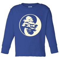 Cool Yin And Yang Circle With Trees Forest Harmony Yin Yang Gift Toddler Long Sleeve Shirt