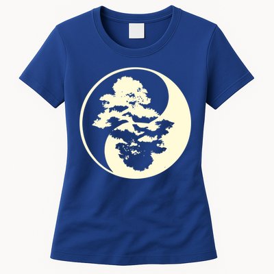 Cool Yin And Yang Circle With Trees Forest Harmony Yin Yang Gift Womens T-Shirt