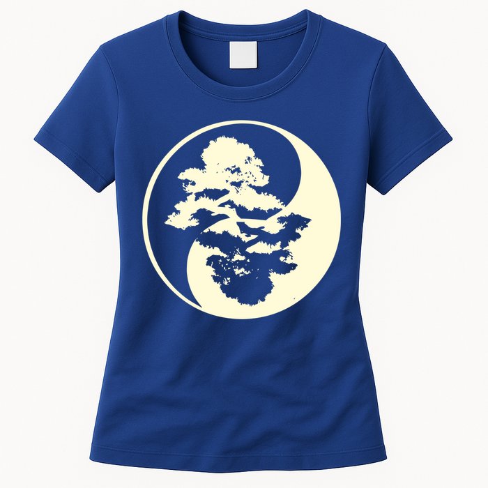 Cool Yin And Yang Circle With Trees Forest Harmony Yin Yang Gift Womens T-Shirt