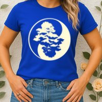 Cool Yin And Yang Circle With Trees Forest Harmony Yin Yang Gift Womens T-Shirt