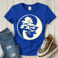 Cool Yin And Yang Circle With Trees Forest Harmony Yin Yang Gift Womens T-Shirt