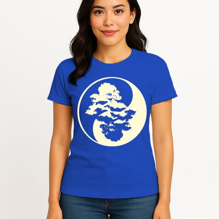 Cool Yin And Yang Circle With Trees Forest Harmony Yin Yang Gift Womens T-Shirt