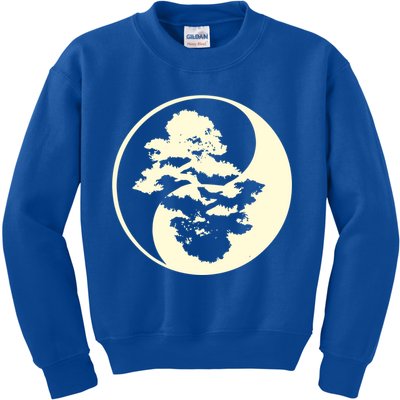 Cool Yin And Yang Circle With Trees Forest Harmony Yin Yang Gift Kids Sweatshirt