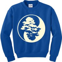 Cool Yin And Yang Circle With Trees Forest Harmony Yin Yang Gift Kids Sweatshirt