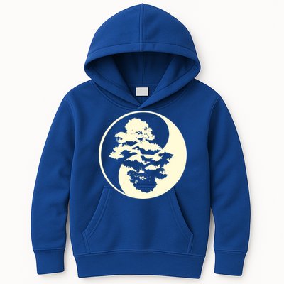 Cool Yin And Yang Circle With Trees Forest Harmony Yin Yang Gift Kids Hoodie