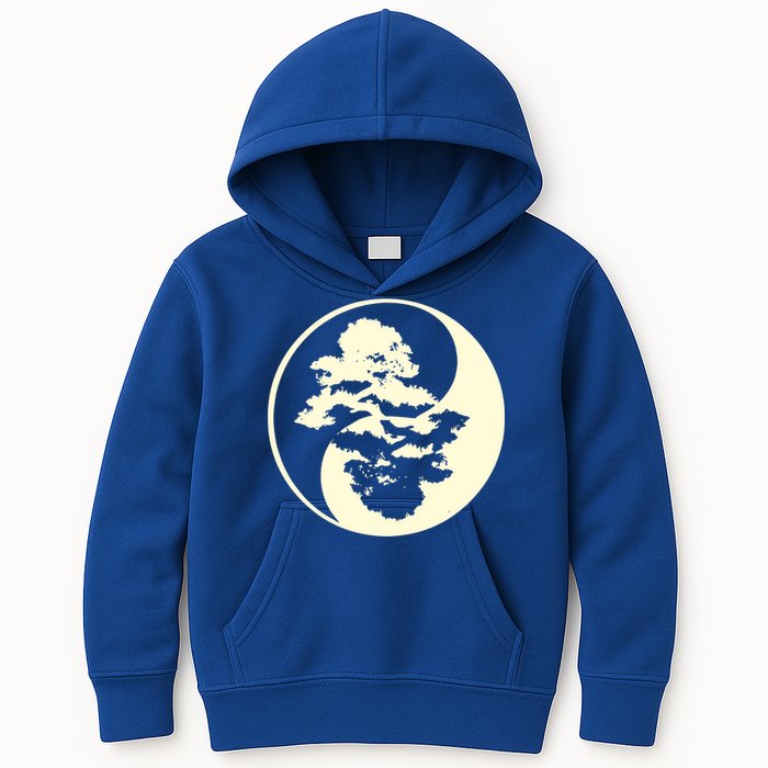 Cool Yin And Yang Circle With Trees Forest Harmony Yin Yang Gift Kids Hoodie