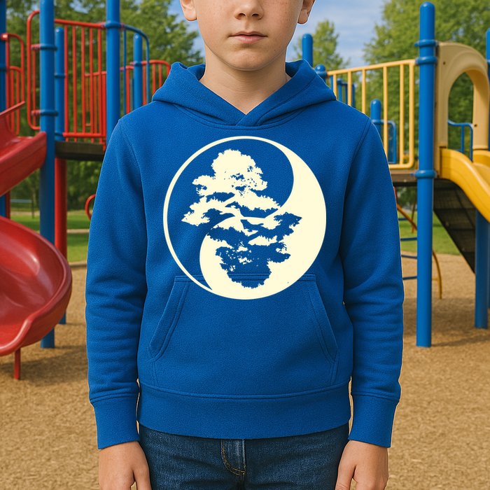 Cool Yin And Yang Circle With Trees Forest Harmony Yin Yang Gift Kids Hoodie