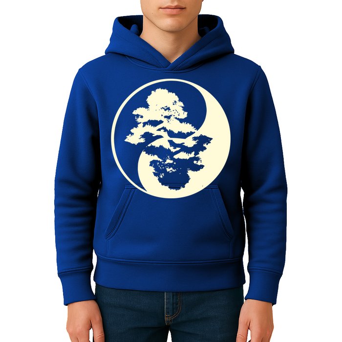 Cool Yin And Yang Circle With Trees Forest Harmony Yin Yang Gift Kids Hoodie