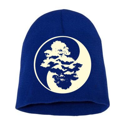 Cool Yin And Yang Circle With Trees Forest Harmony Yin Yang Gift Short Acrylic Beanie