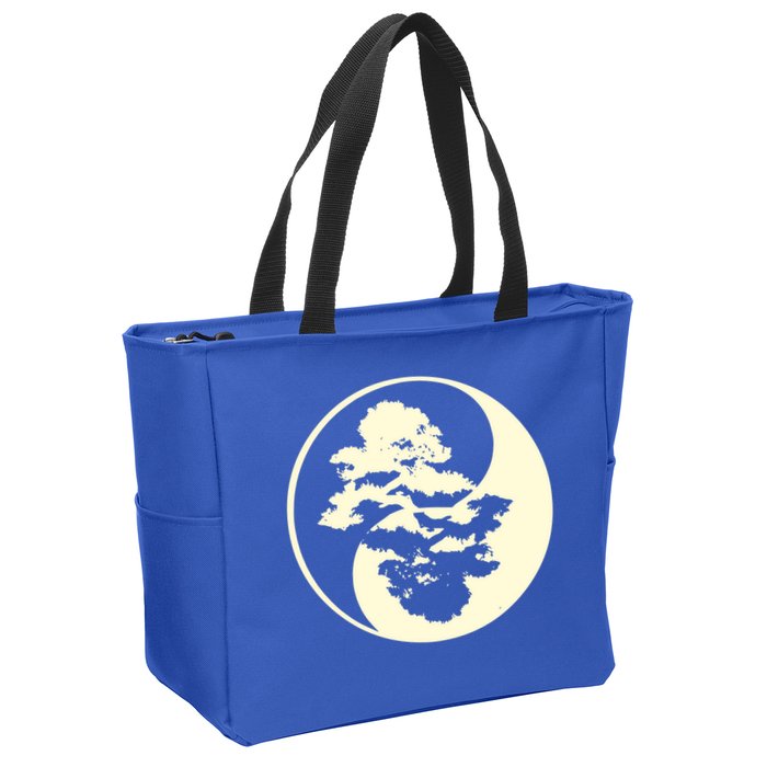 Cool Yin And Yang Circle With Trees Forest Harmony Yin Yang Gift Zip Tote Bag