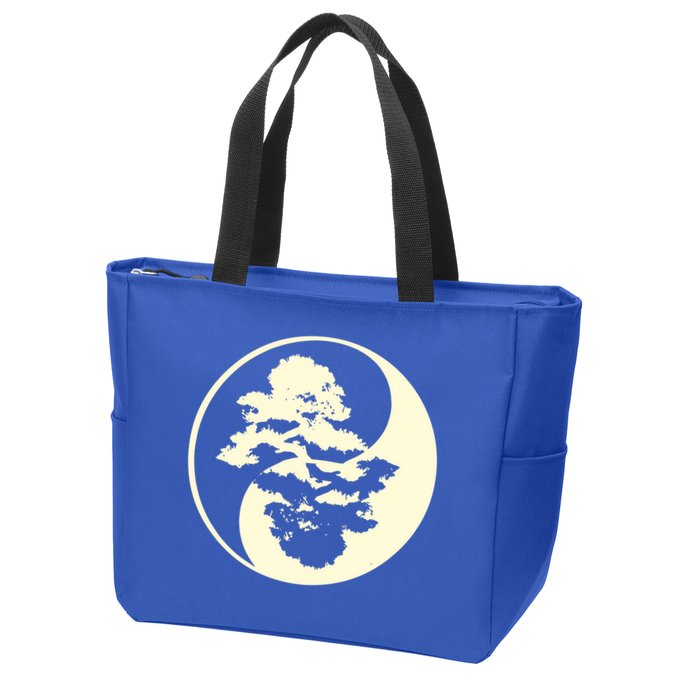 Cool Yin And Yang Circle With Trees Forest Harmony Yin Yang Gift Zip Tote Bag