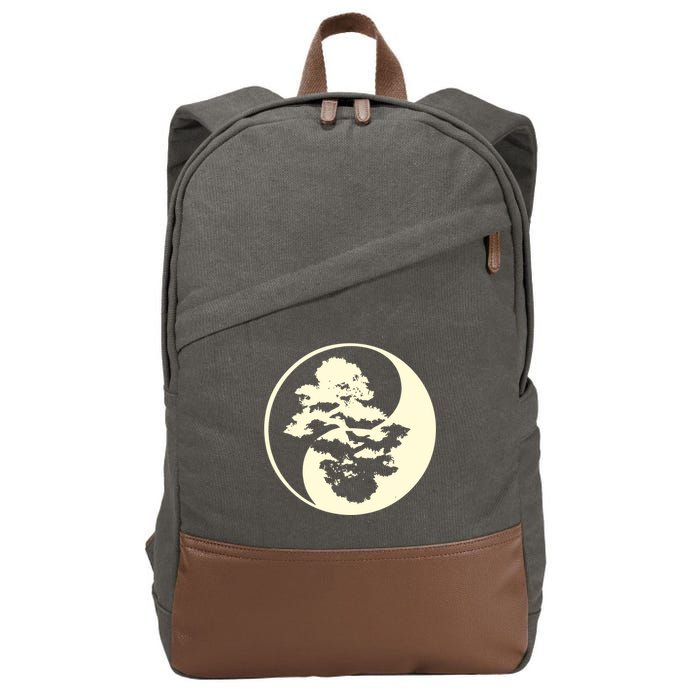Cool Yin And Yang Circle With Trees Forest Harmony Yin Yang Gift Cotton Canvas Backpack