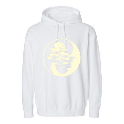 Cool Yin And Yang Circle With Trees Forest Harmony Yin Yang Gift Garment-Dyed Fleece Hoodie