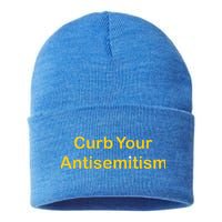Curb Your Antisemitism Stand Against Hate And Discrimination  Sustainable Knit Beanie