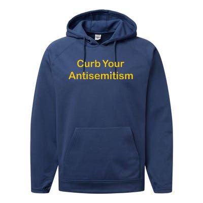 Curb Your Antisemitism Stand Against Hate And Discrimination  Performance Fleece Hoodie