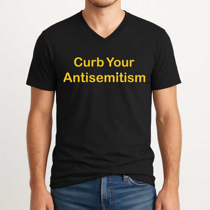 Curb Your Antisemitism Stand Against Hate And Discrimination V-Neck T-Shirt