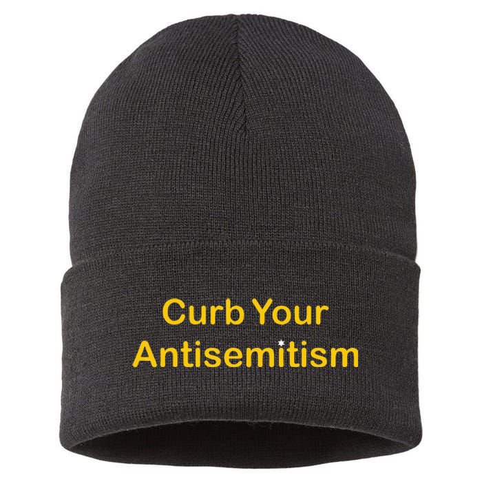 Curb Your Antisemitism Stand Against Hate And Discrimination Sustainable Knit Beanie