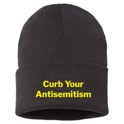 Curb Your Antisemitism Stand Against Hate And Discrimination Sustainable Knit Beanie