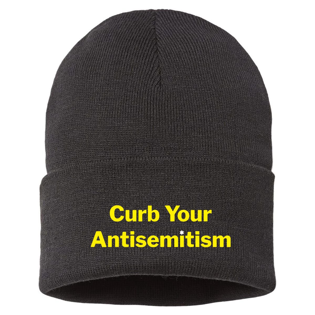 Curb Your Antisemitism Stand Against Hate And Discrimination Sustainable Knit Beanie