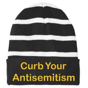 Curb Your Antisemitism Stand Against Hate And Discrimination Striped Beanie with Solid Band