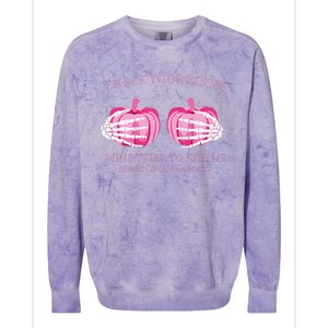 Check Your Boobs Mine Tried To Kill Me Breast Cancer Pumpkin Colorblast Crewneck Sweatshirt