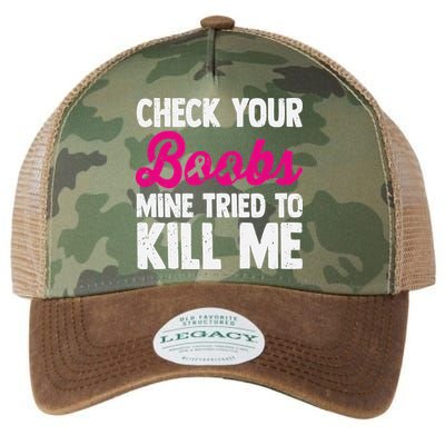 Check Your Boobs Mine Tried To Kill Me Legacy Tie Dye Trucker Hat