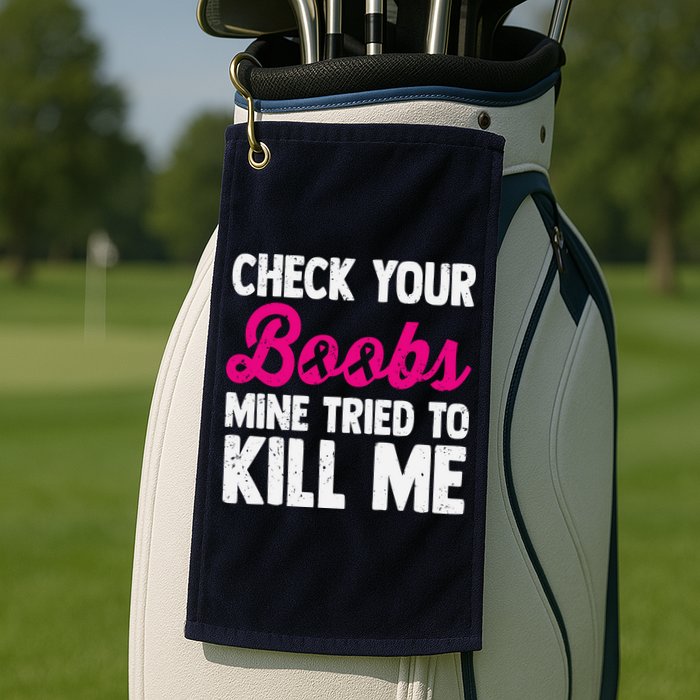 Check Your Boobs Mine Tried To Kill Me Golf Towel