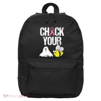 Check Your Boo Bees Funny Breast Cancer Halloween Gift 16 in Basic Backpack