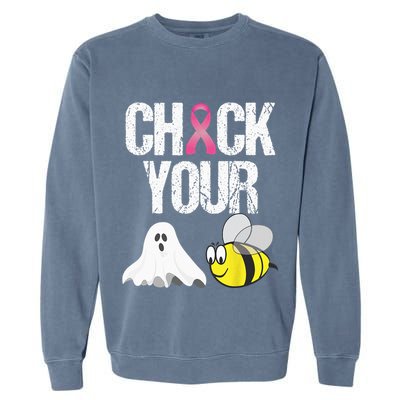 Check Your Boo Bees Funny Breast Cancer Halloween Gift Garment-Dyed Sweatshirt