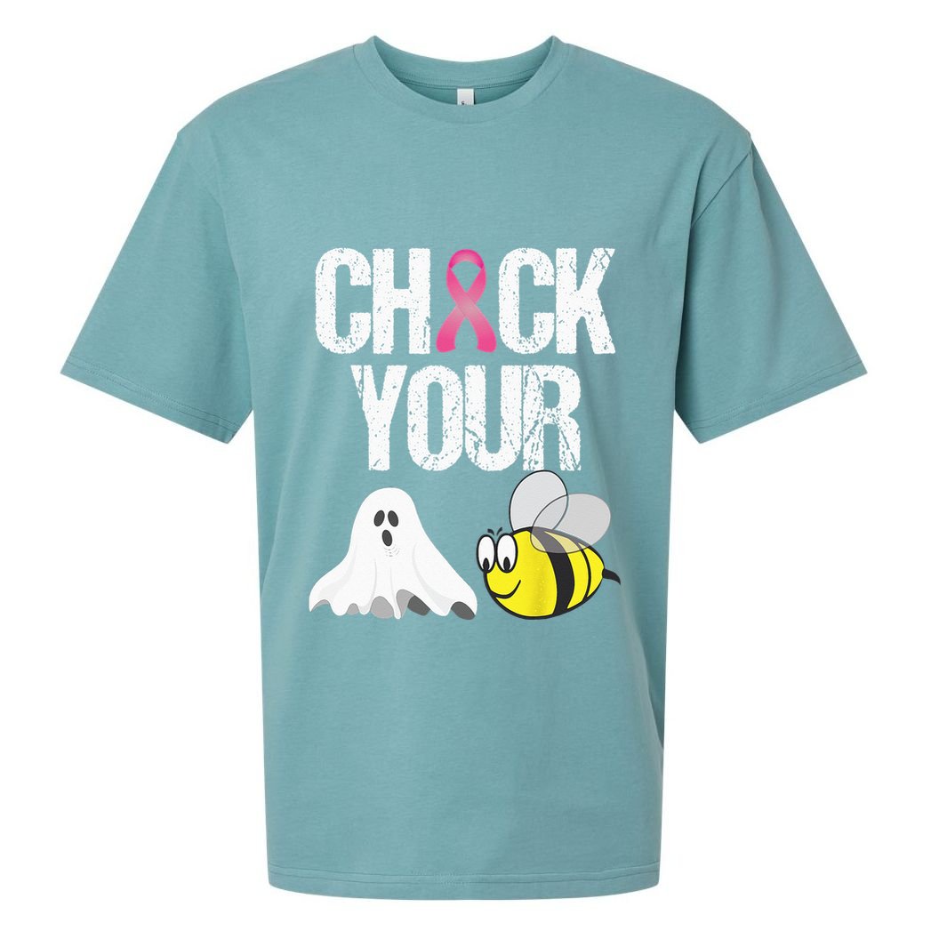Check Your Boo Bees Funny Breast Cancer Halloween Gift Sueded Cloud Jersey T-Shirt