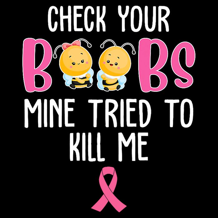 Check Your Boobs Mine Tried To Kill Me Breast Cancer Flat Bill Trucker Hat