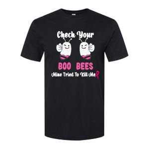 Check Your Boobs Mine Tried To Kill Me Breast Cancer Warrior Softstyle CVC T-Shirt