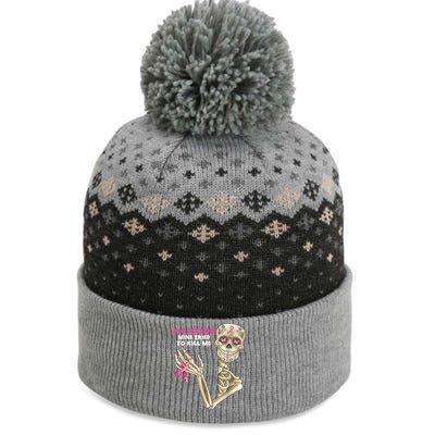 Check Your Boobs Skeleton Hand Breast Cancer Awareness Gifts The Baniff Cuffed Pom Beanie