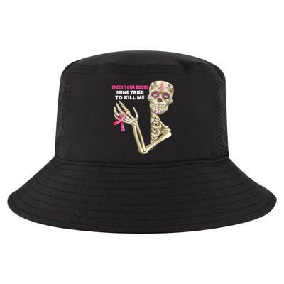 Check Your Boobs Skeleton Hand Breast Cancer Awareness Gifts Cool Comfort Performance Bucket Hat