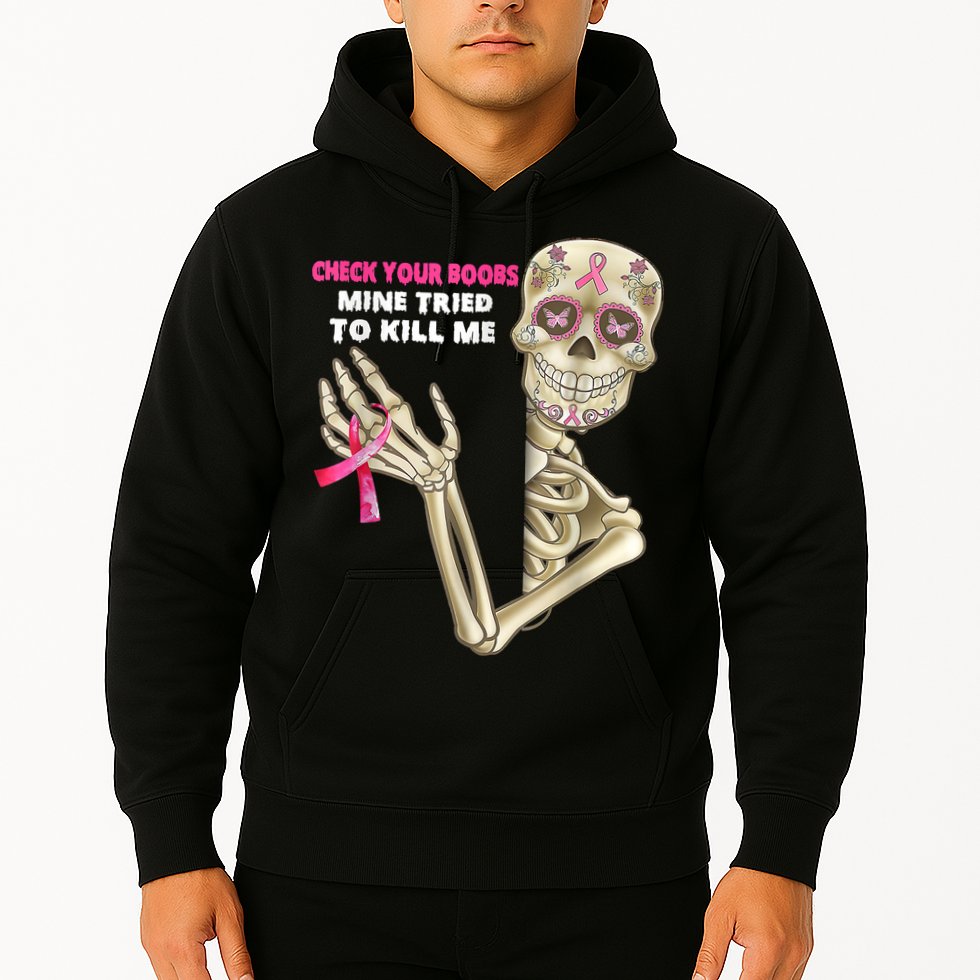 Check Your Boobs Skeleton Hand Breast Cancer Awareness Gifts Hoodie