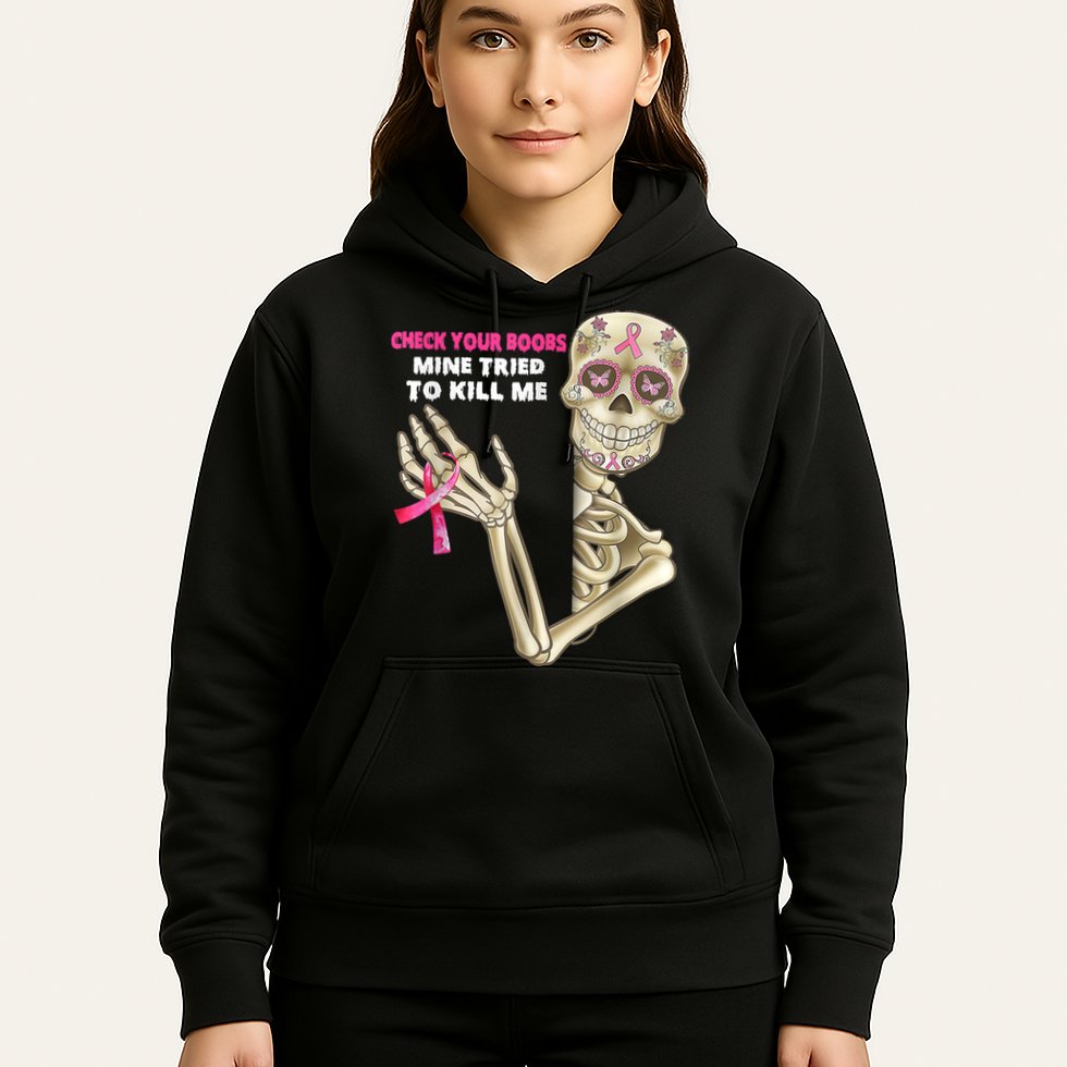 Check Your Boobs Skeleton Hand Breast Cancer Awareness Gifts Hoodie