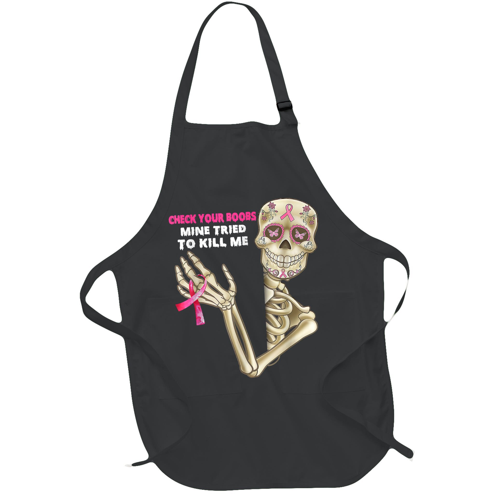 Check Your Boobs Skeleton Hand Breast Cancer Awareness Gifts Apron