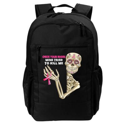 Check Your Boobs Skeleton Hand Breast Cancer Awareness Gifts Backpack