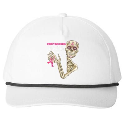 Check Your Boobs Skeleton Hand Breast Cancer Awareness Gifts Snapback Five-Panel Rope Hat