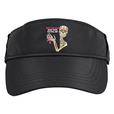 Check Your Boobs Skeleton Hand Breast Cancer Awareness Gifts Adult Drive Performance Visor