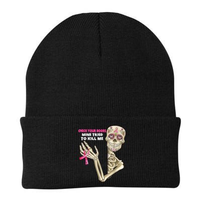 Check Your Boobs Skeleton Hand Breast Cancer Awareness Gifts Beanie