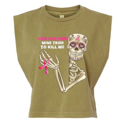 Check Your Boobs Skeleton Hand Breast Cancer Awareness Gifts Garment-Dyed Women's Muscle Tee