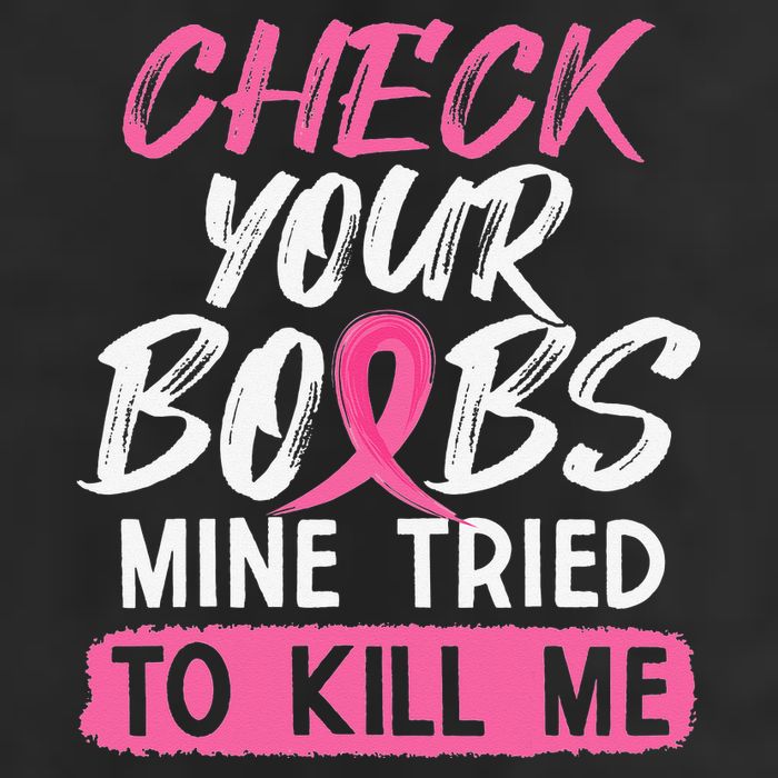 Check Your Boobs Mine Tried To Kill Me Breast Cancer Warrior Adult Drive Performance Visor