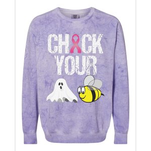 Check Your Boo Bees Funny Breast Cancer Halloween Gift Colorblast Crewneck Sweatshirt