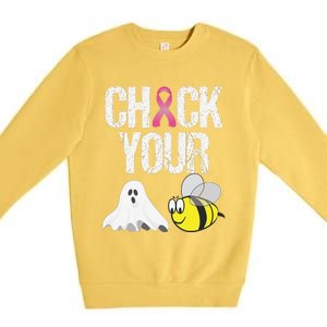 Check Your Boo Bees Funny Breast Cancer Halloween Gift Premium Crewneck Sweatshirt