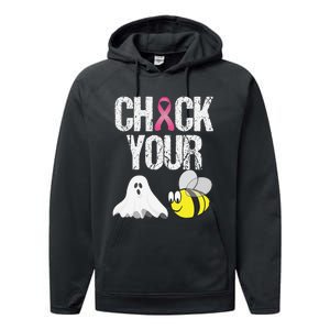 Check Your Boo Bees Funny Breast Cancer Halloween Gift Performance Fleece Hoodie