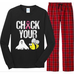 Check Your Boo Bees Funny Breast Cancer Halloween Gift Long Sleeve Pajama Set