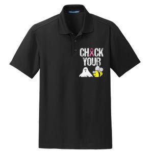 Check Your Boo Bees Funny Breast Cancer Halloween Gift Dry Zone Grid Polo